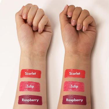 mCaffeine Shades Lip & Cheek Glow Tint | Multipurpose & Blendable | Longlasting Dewy Finish | Hydrating & Nourishing | Highly Pigmented Gel Formula | Lipstick | Blush for Women - Shade: Tulip | 3 ml
